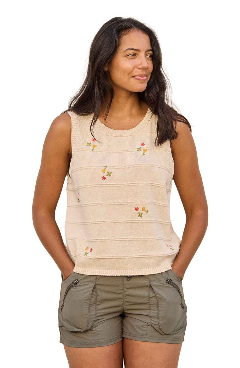 Toad & Co Bianca Crew Tank Embroidered, Alternate, color, Natural Embroidery