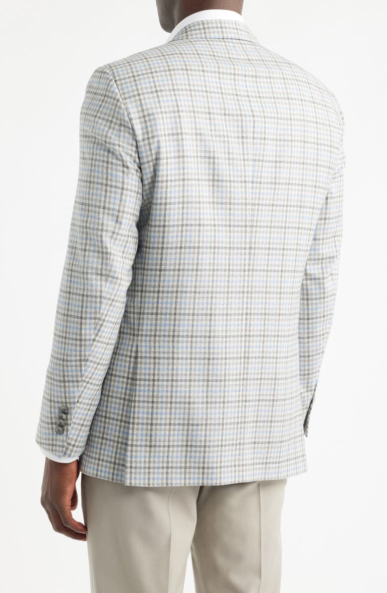 Peter Millar Flynn Classic Fit Grey & Brown Check Wool Sport Coat, Alternate, color, Light Grey