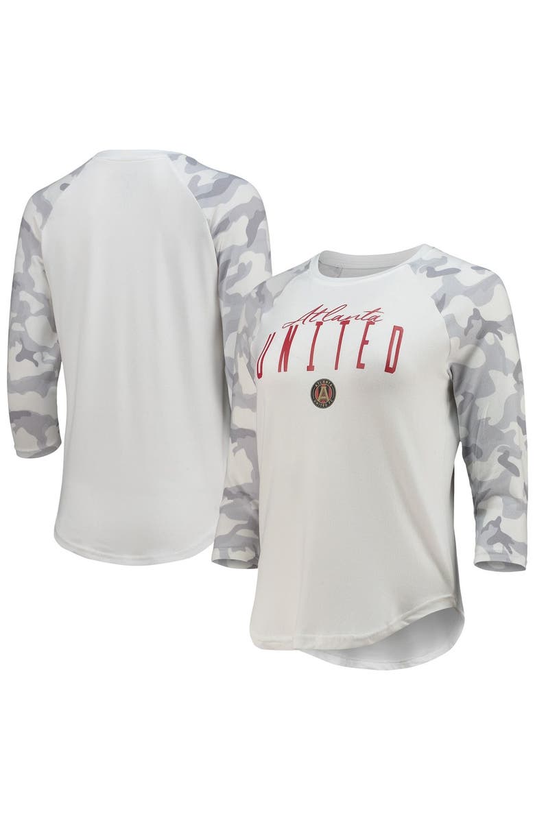 CONCEPTS SPORT Women's Concepts Sport White/Gray Atlanta United FC Composite 3/4-Sleeve Raglan Top, Main, color, 