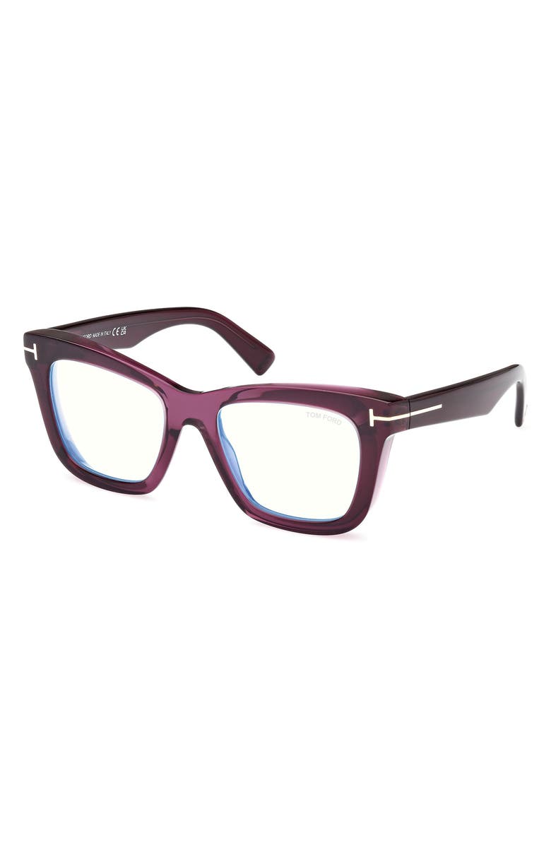 TOM FORD 52mm Square Blue Light Blocking Glasses, Alternate, color, 