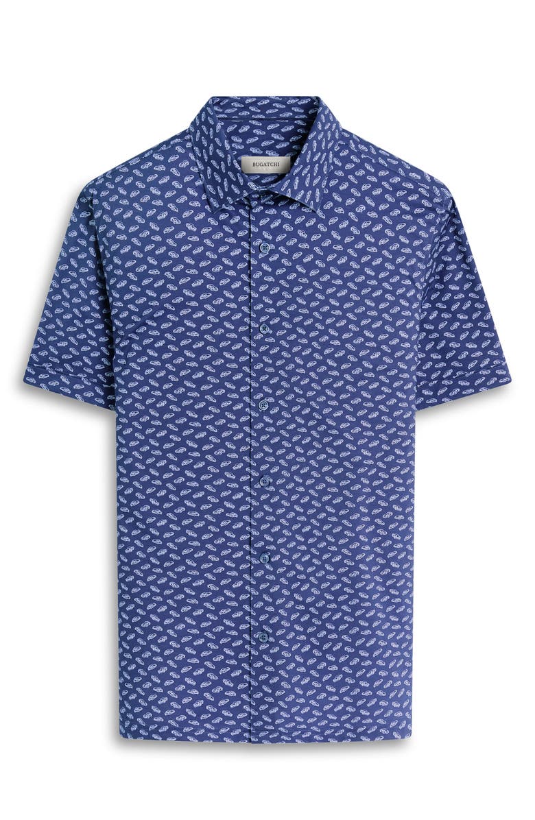 Bugatchi Milo OoohCotton<sup>®</sup> Car Print Short Sleeve Button-Up Shirt, Alternate, color, 
