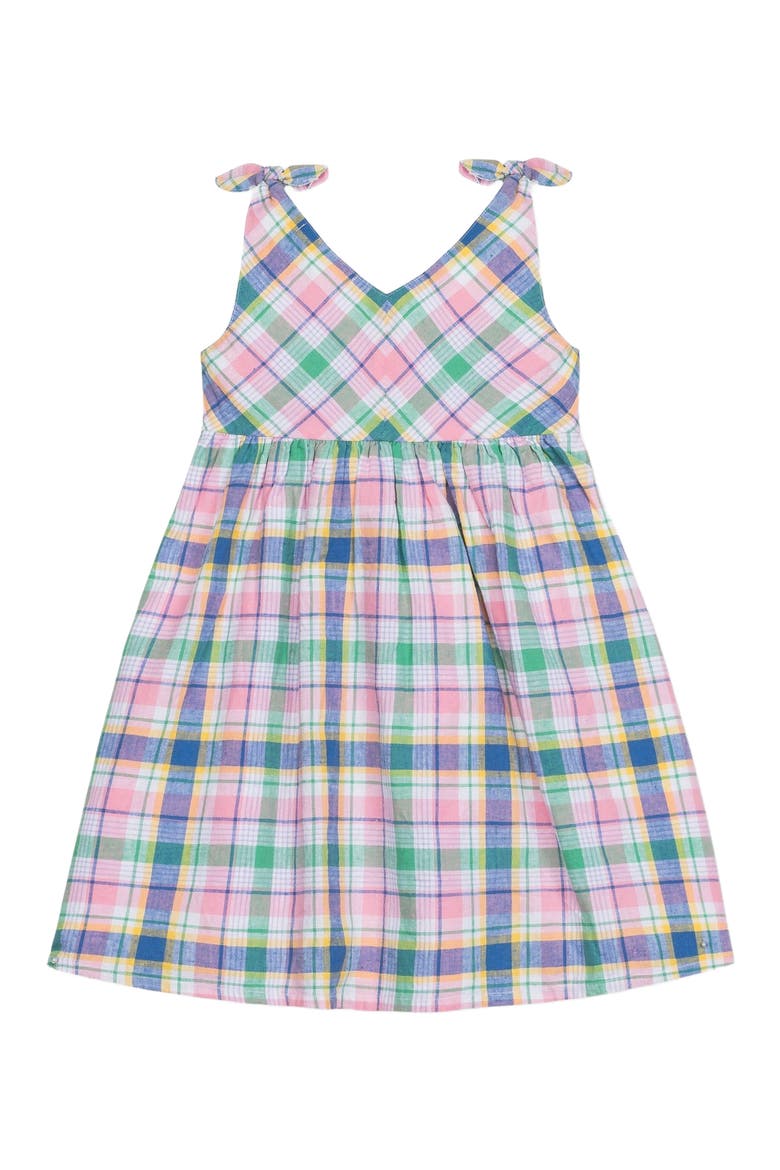 Girls' Sleeveless Bow Shoulder Swing Dress, Toddler, Alternate, color, Flower Show Plaid