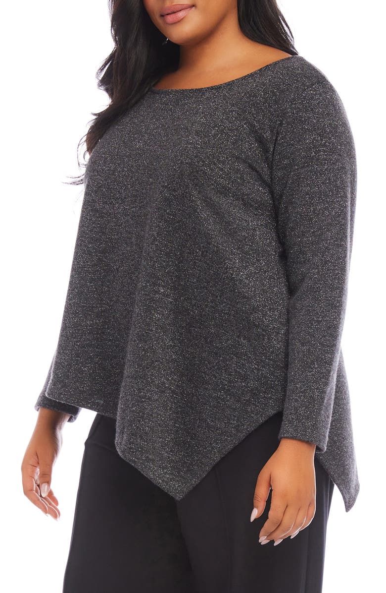 Karen Kane Metallic Sparkle Asymmetric Hem Top, Alternate, color,