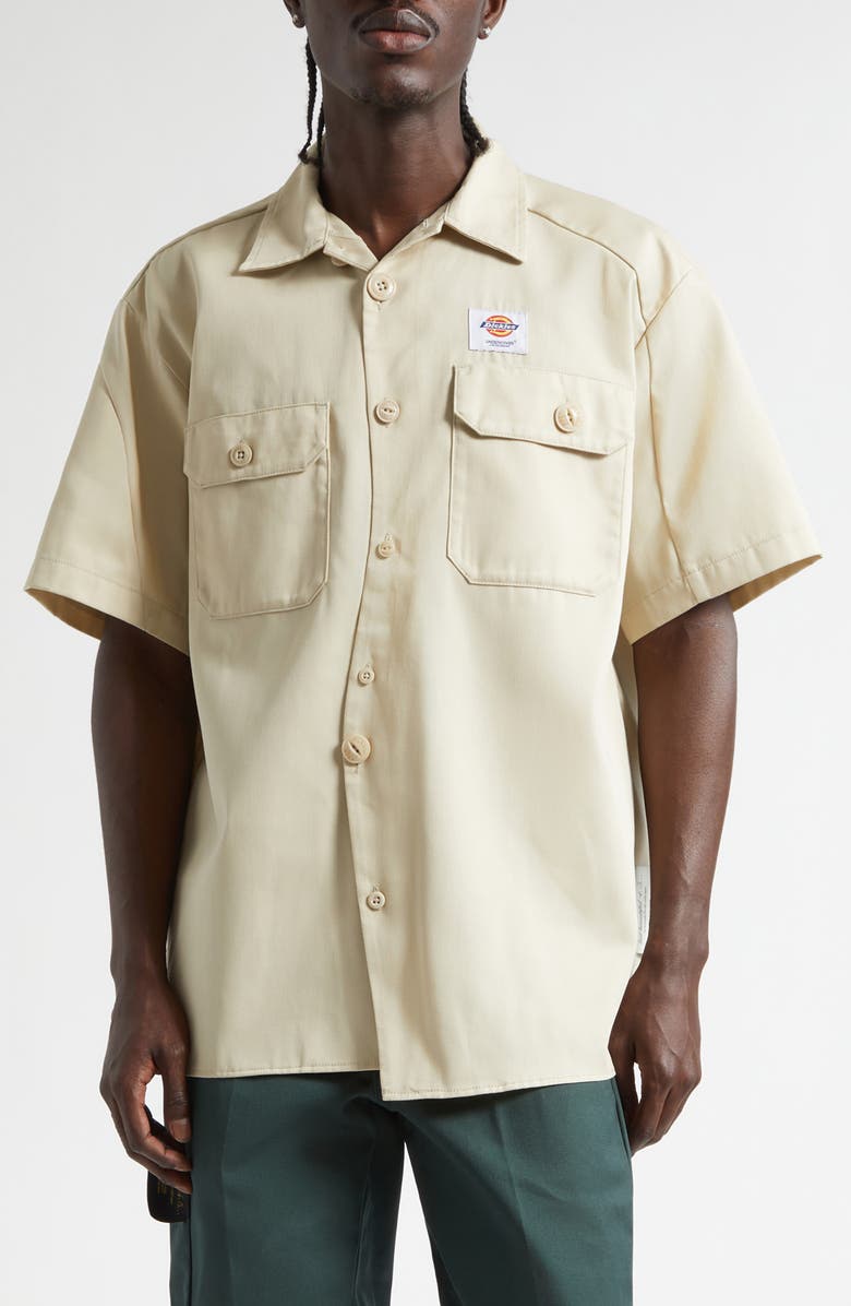 Undercover x Dickies Short Sleeve Button-Up Work Shirt, Main, color, Beige
