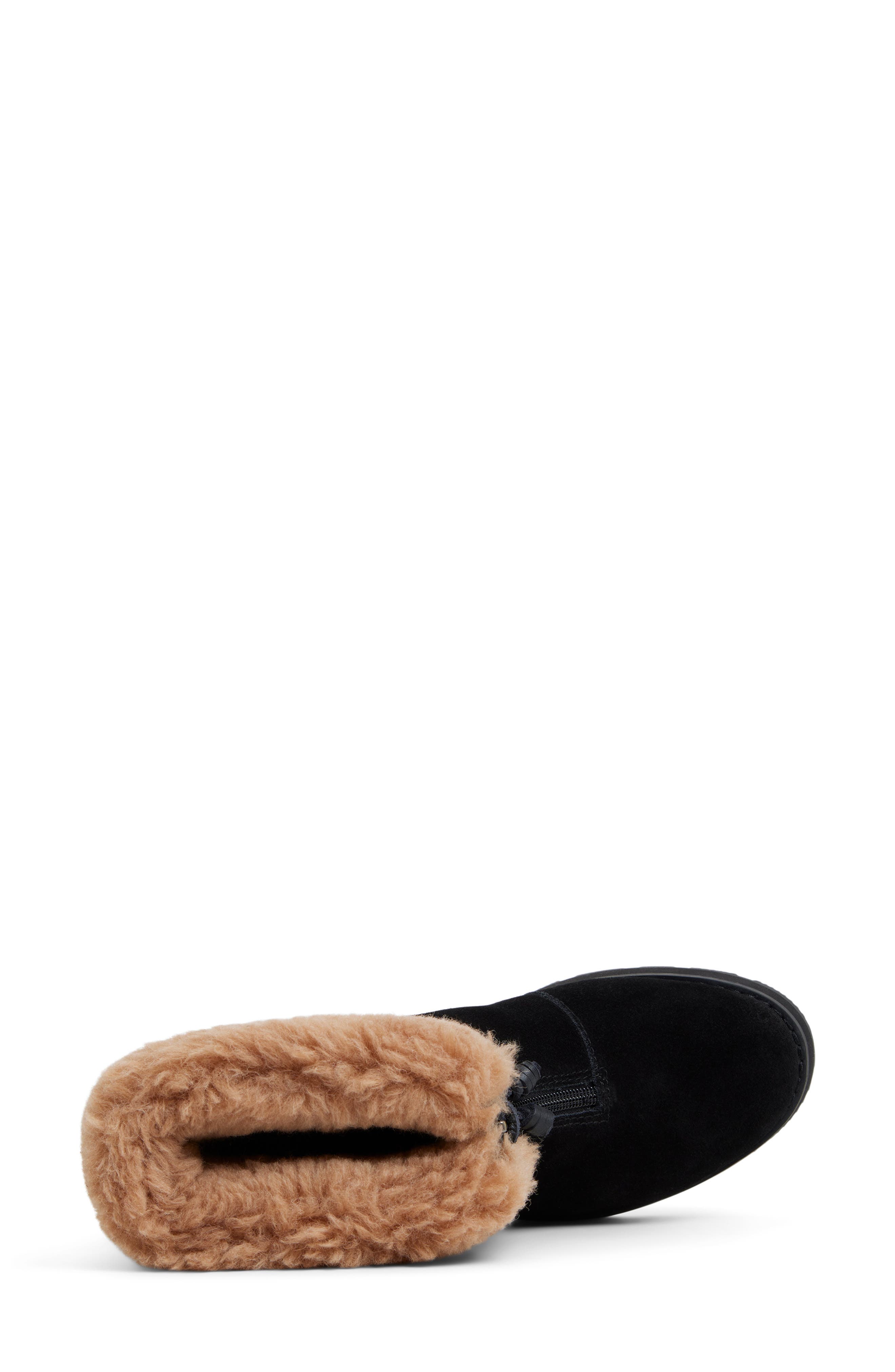 Sperry Newbury Zip Genuine Shearling Trim Boot, Alternate, color, Black