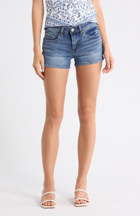 Low Rise Mini Denim Shorts