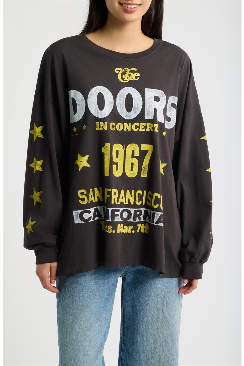The Doors Gig Poster Oversized Long Sleeve Graphic Tee, Main, color, REACTIVE BLACK