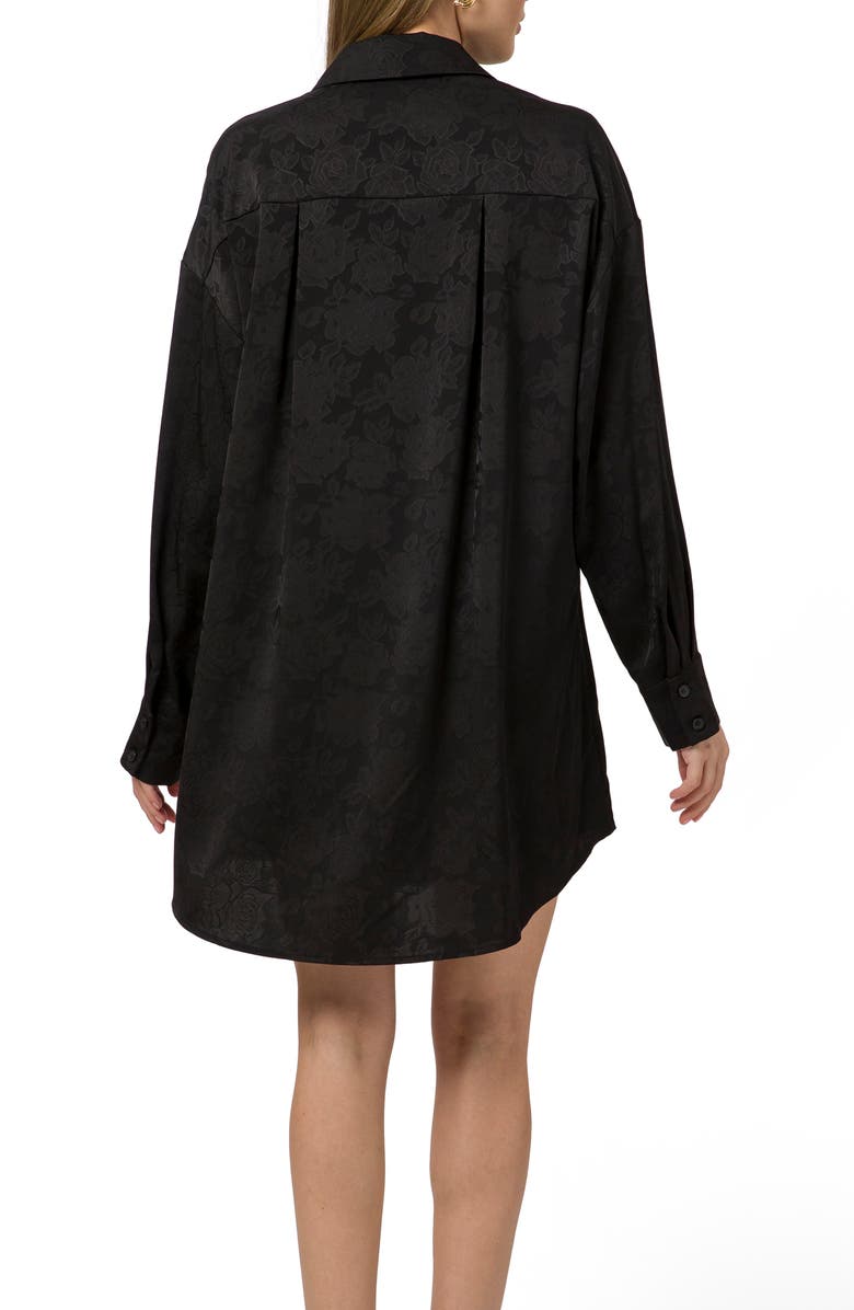 WAYF Floral Jacquard Long Sleeve Shirtdress, Alternate, color, 