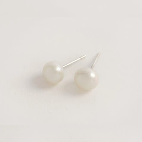 Fresh Water Pearl and Silver Stud Earrings