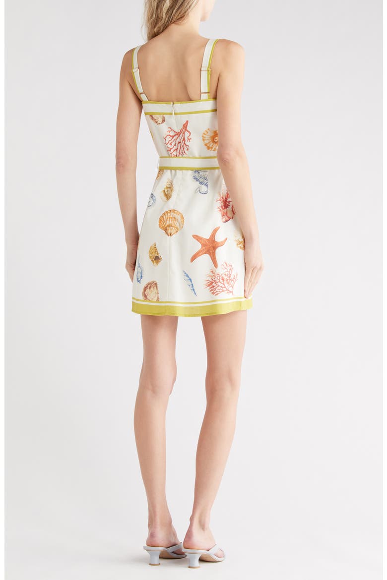 Seashell Print Belted Minidress, Alternate, color, IVORY MULTI