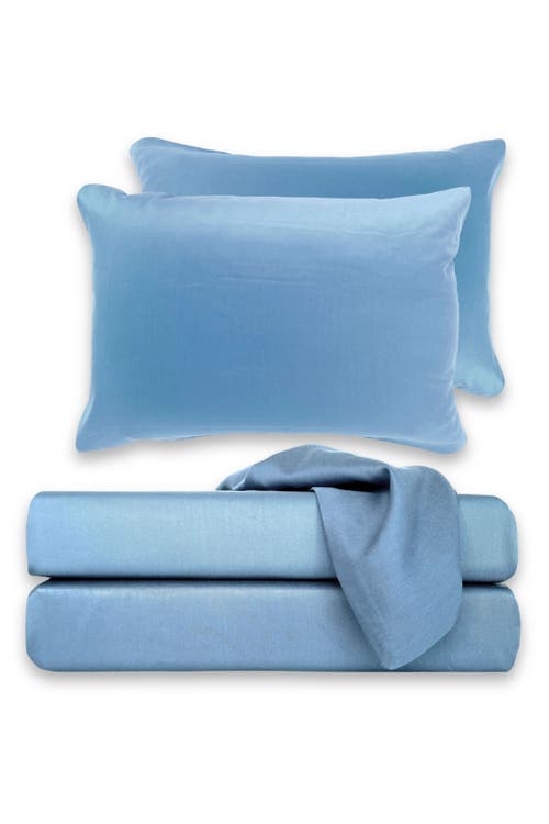 Bedvoyage Luxury 100% Viscose Cooling Bed Sheet Set In Ocean