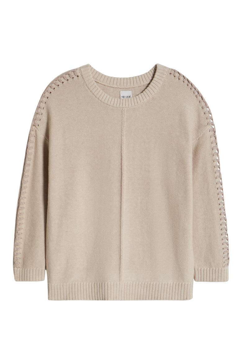 Lace Up Relaxed Sweater, Alternate, color, TAUPE