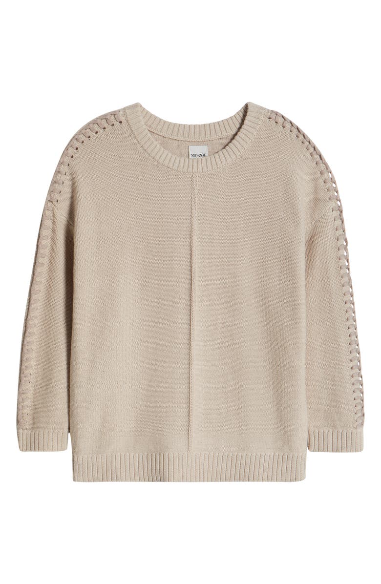 NIC+ZOE Lace Up Relaxed Sweater, Alternate, color, Taupe