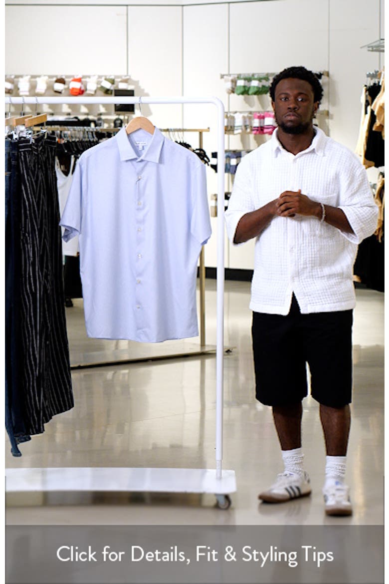 Champers Micromedallion Print Short Sleeve Performance Poplin Button-Up Shirt video