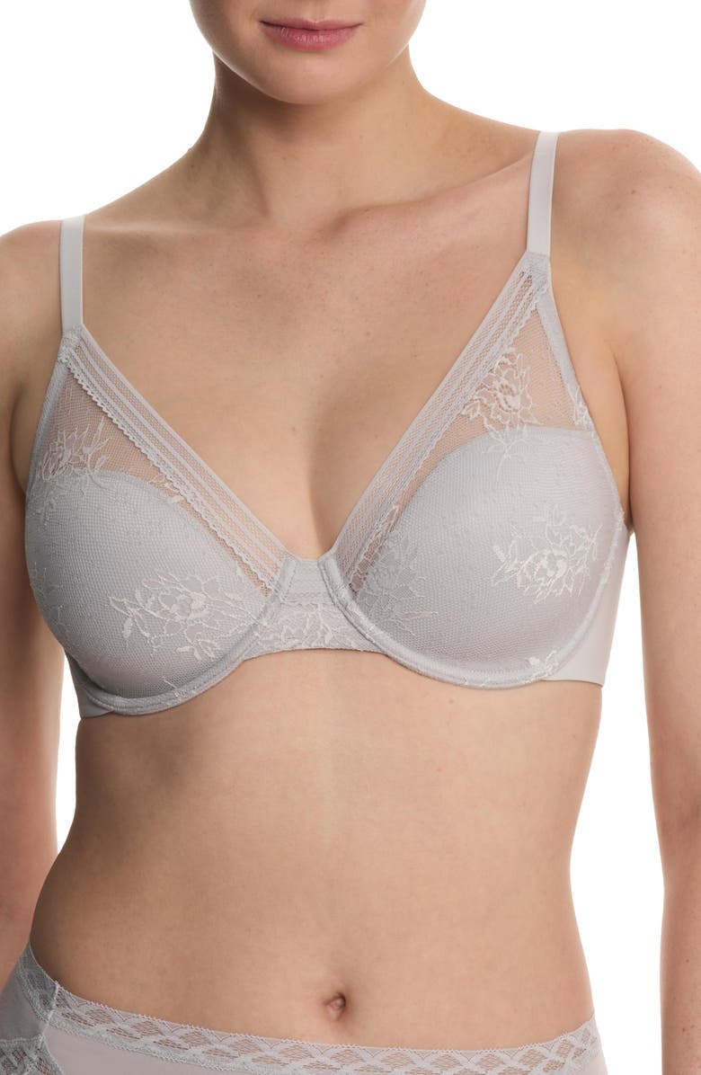 Natori Love Lace Full Coverage Plunge T-Shirt Bra, Main, color, Mink/Warm White