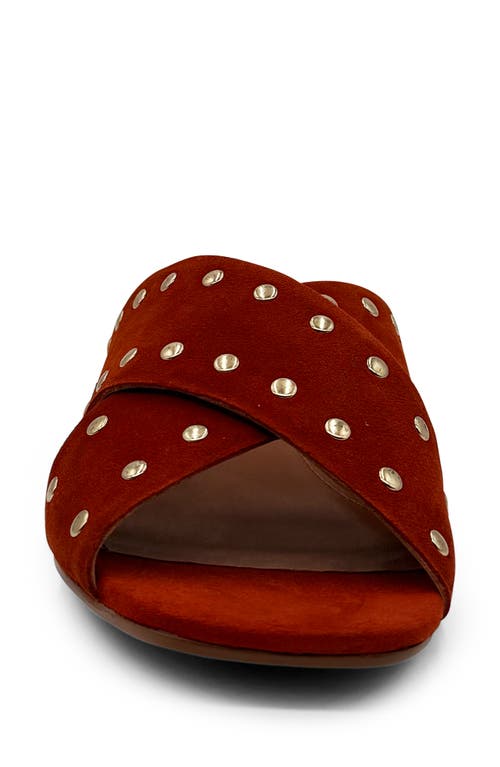 Chelsea Crew Olympia Studded Slide Sandal In Orange Suede