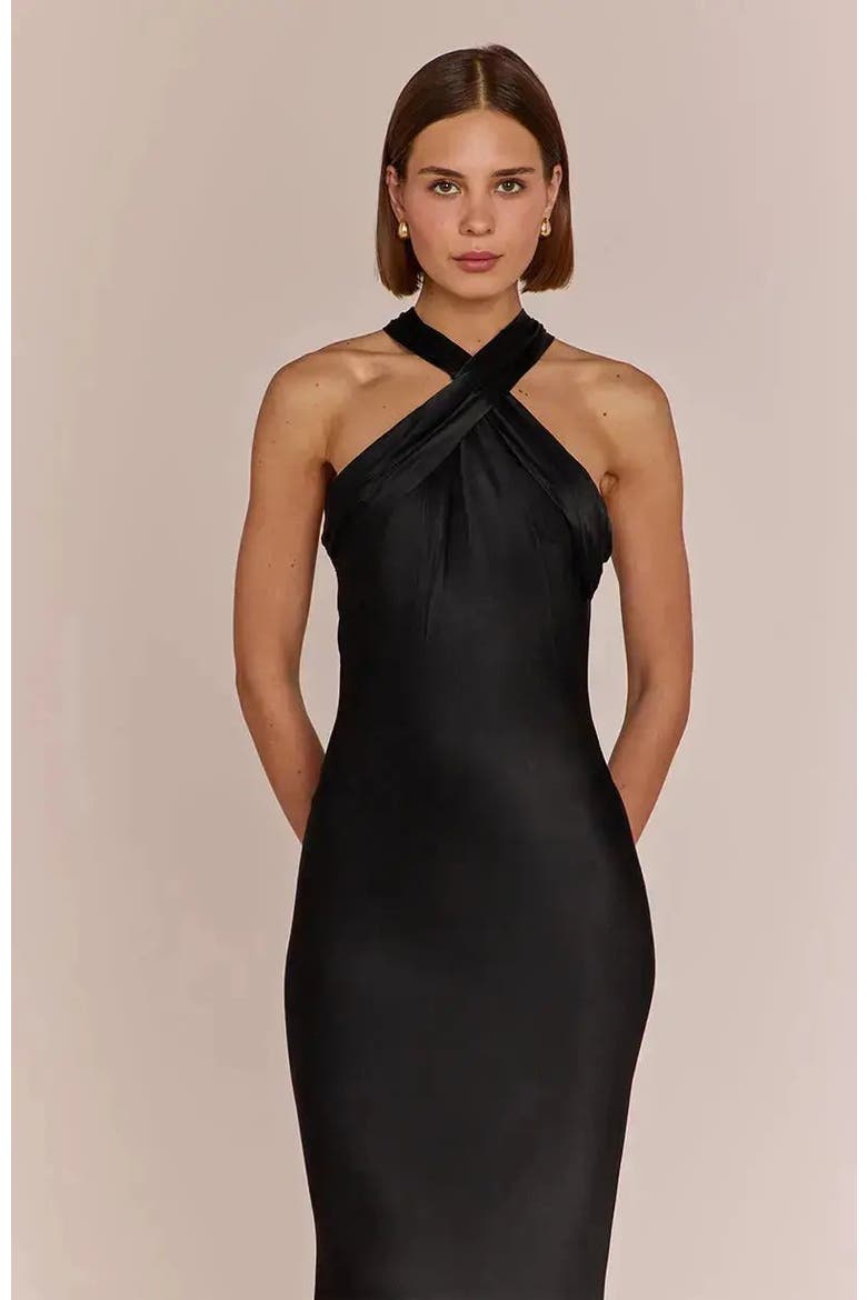 Roma Halter Neck Dress, Main, color, Black