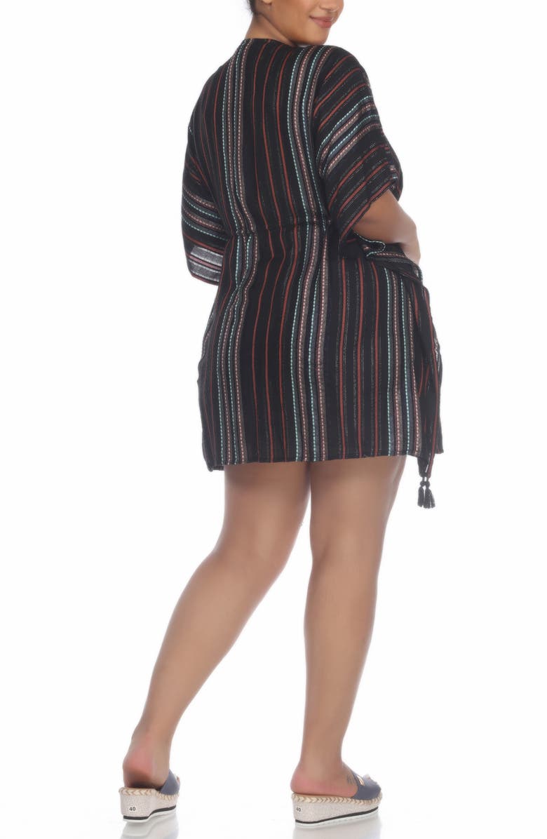 BOHO ME Short Front Tie Front Ruana, Alternate, color, Black Stripe