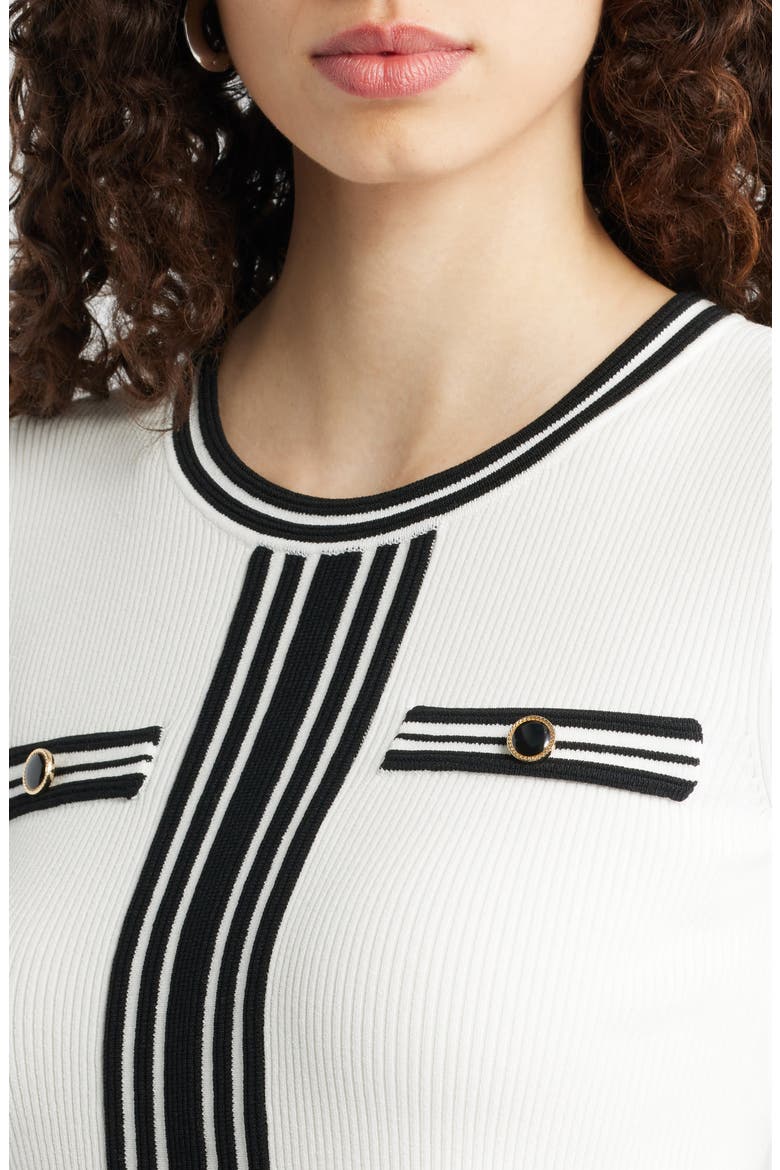 The Mave Mixed Media Sweater Dress, Alternate, color, SKY WHITE / NOIR