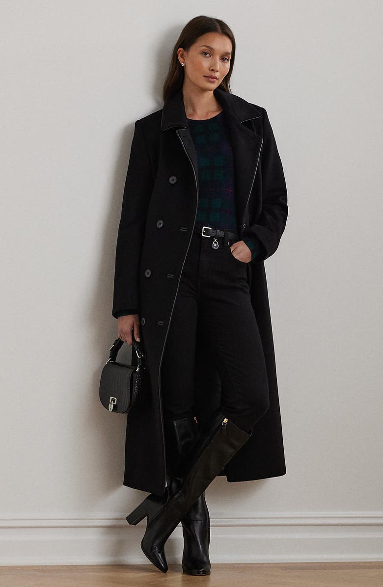 Lauren Ralph Lauren Double Breasted Wool Blend Trench Coat, Alternate, color, 