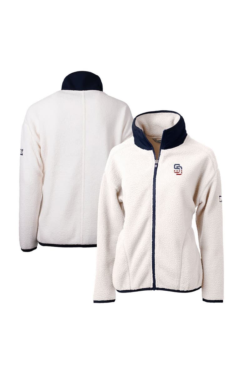 Cutter & Buck Women's Cutter & Buck White San Diego Padres Americana Logo Cascade Eco Sherpa Full-Zip Fleece Jacket, Alternate, color, White