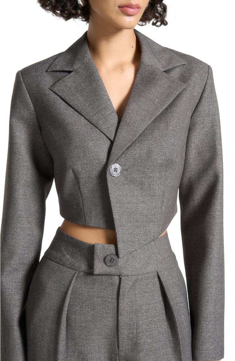 Manière De Voir Dina Asymmetric Tailored Cropped Blazer, Alternate, color, Grey Marl