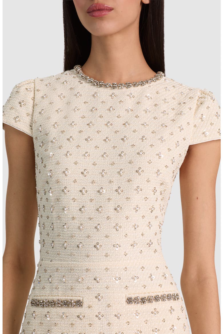 Cade Embellished Cap Sleeve Minidress, Alternate, color, VANILLA