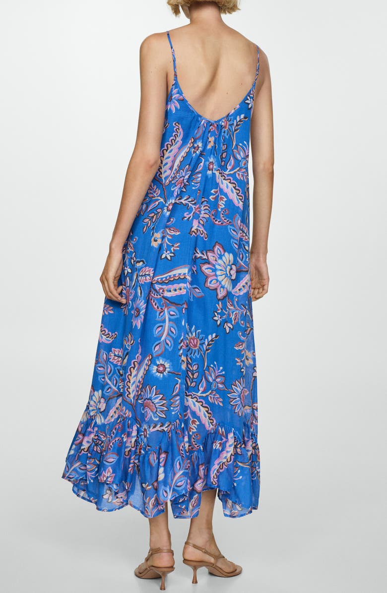 MANGO Floral Cotton Sundress, Alternate, color, Blue