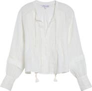 Veronica Beard Sawyer Long Sleeve Lace Trim Top
