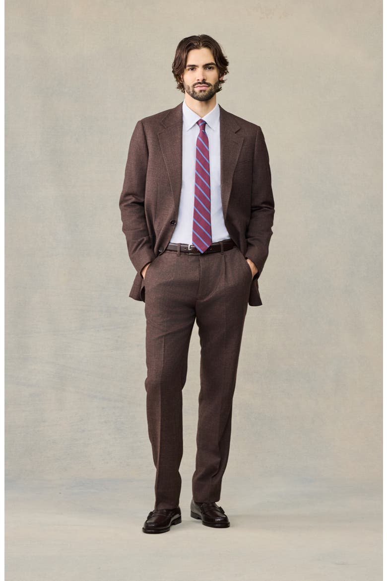 Puppytooth Wool Suit Pants, Alternate, color, Brown Puppytooth