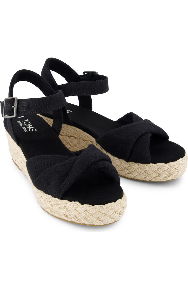 TOMS Kinsley Ankle Strap Espadrille Platform Wedge Sandal, Alternate, color, Black