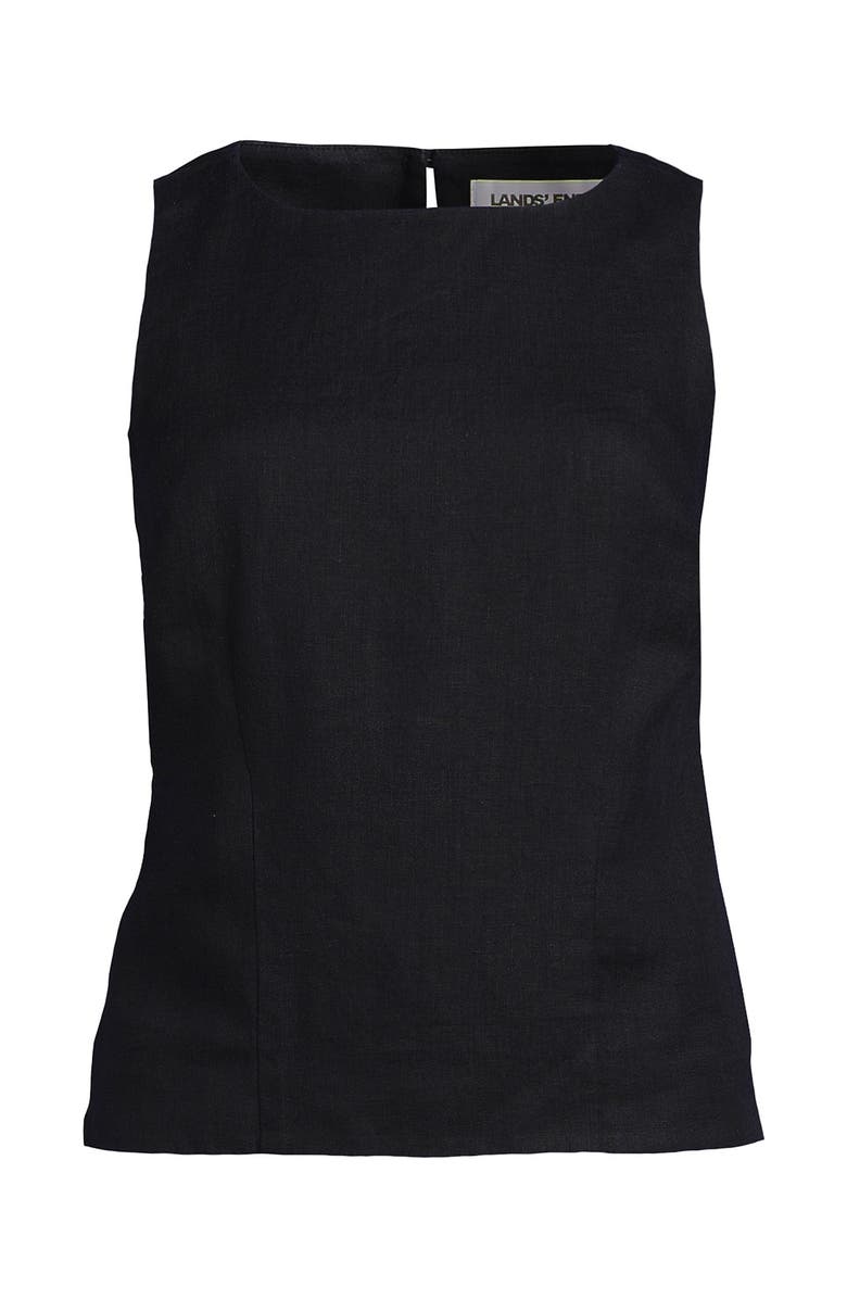 Lands' End Linen Sleeveless Peplum Top, Alternate, color, Black