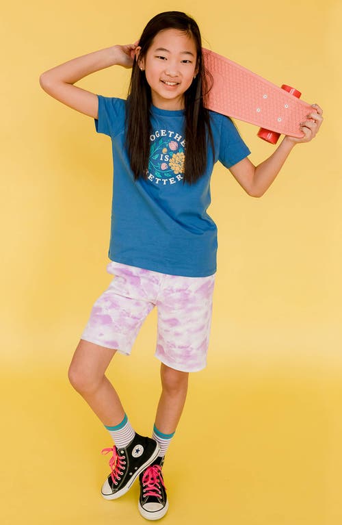 Shop Mightly Organic Cotton Fleece Knee Shorts In Lilac Cloud