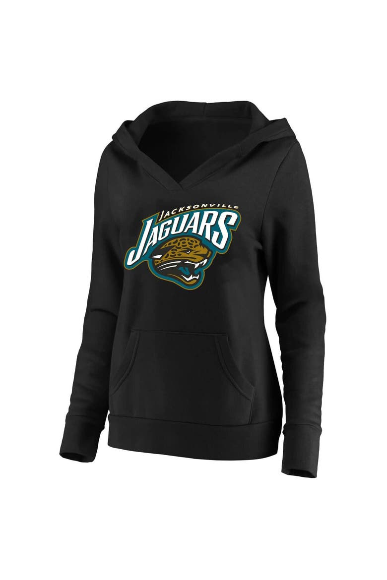 Women's Mitchell & Ness Black Jacksonville Jaguars Classic Logo V-Neck Pullover Hoodie, Alternate, color, Black