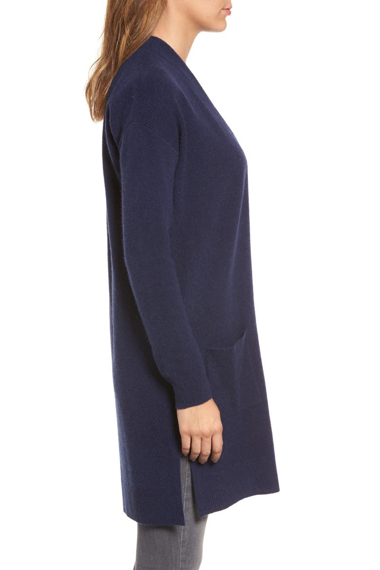 Rib Knit Wool & Cashmere Cardigan, Alternate, color, NAVY PEACOAT
