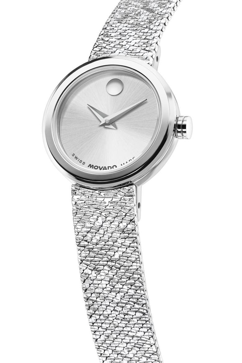 Mini Museum Velura Mesh Strap Watch, 21mm, Alternate, color, SILVER