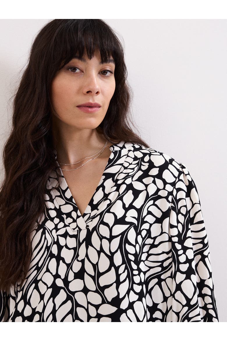 Milicia V-Neck Printed Mini Tunic Dress, Alternate, color, Black/Ivory
