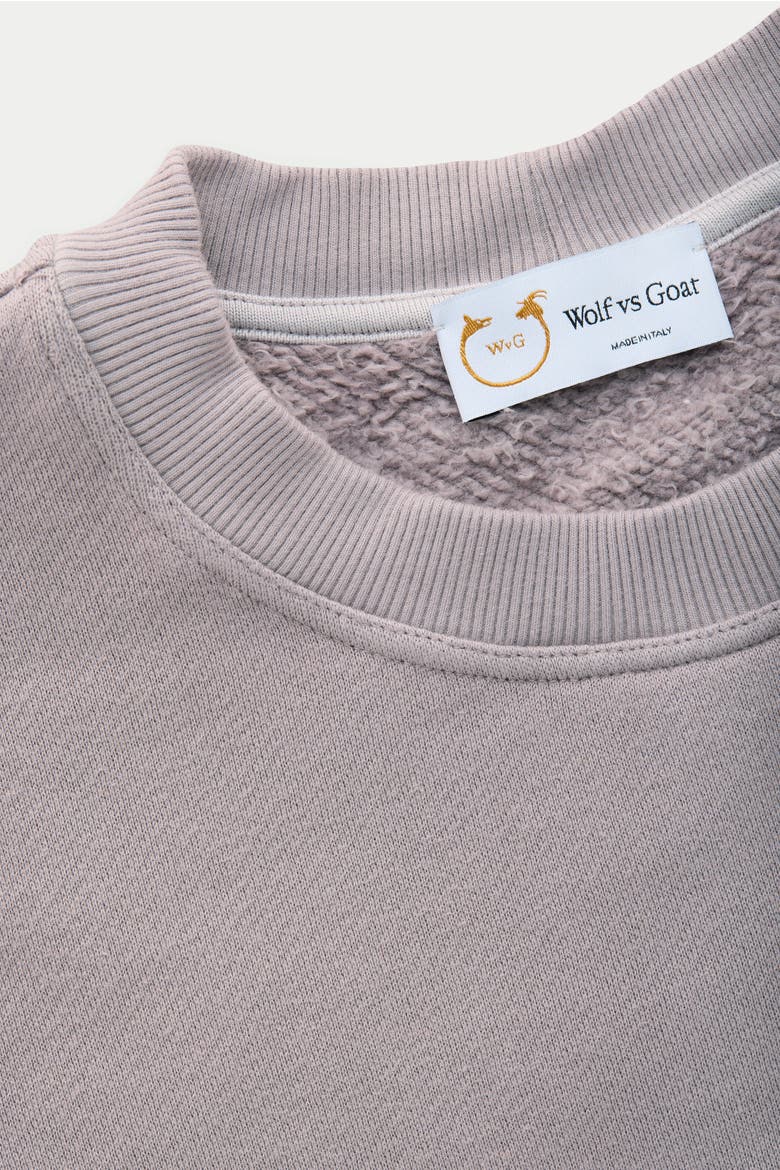 Cotton Fitted Crewneck Sweatshirt, Alternate, color, Gull Grey