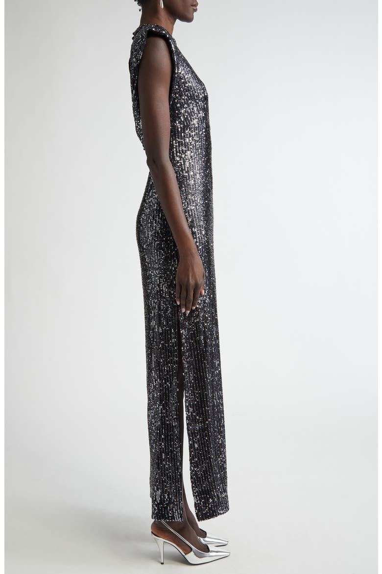 sequin drape back dress Pamella Roland - Gold Sequin Drape Back Dress