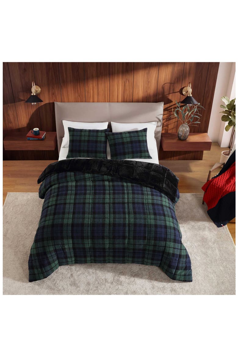 Edinburgh Tartan 2-Piece Comforter Set, Alternate, color, NAVY BLUE-BLACK