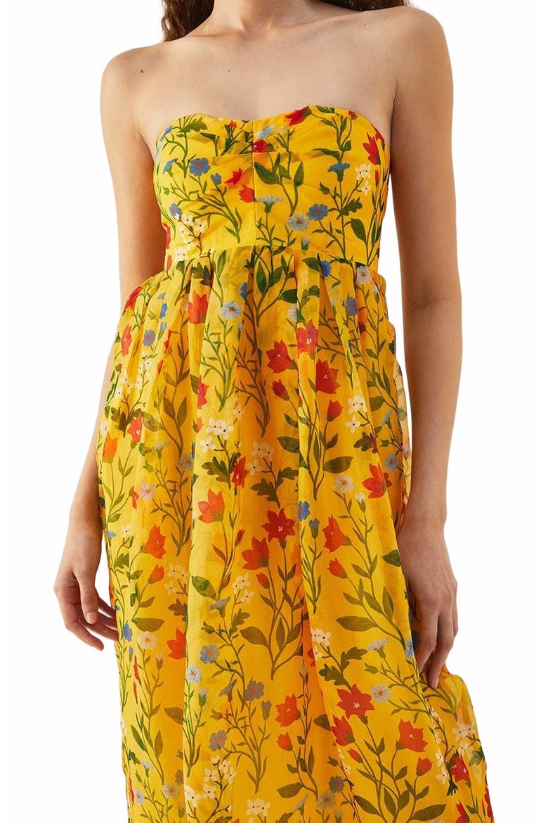 Botanica Fleur Sweetheart Organza Dress, Alternate, color, Dandelion Combo