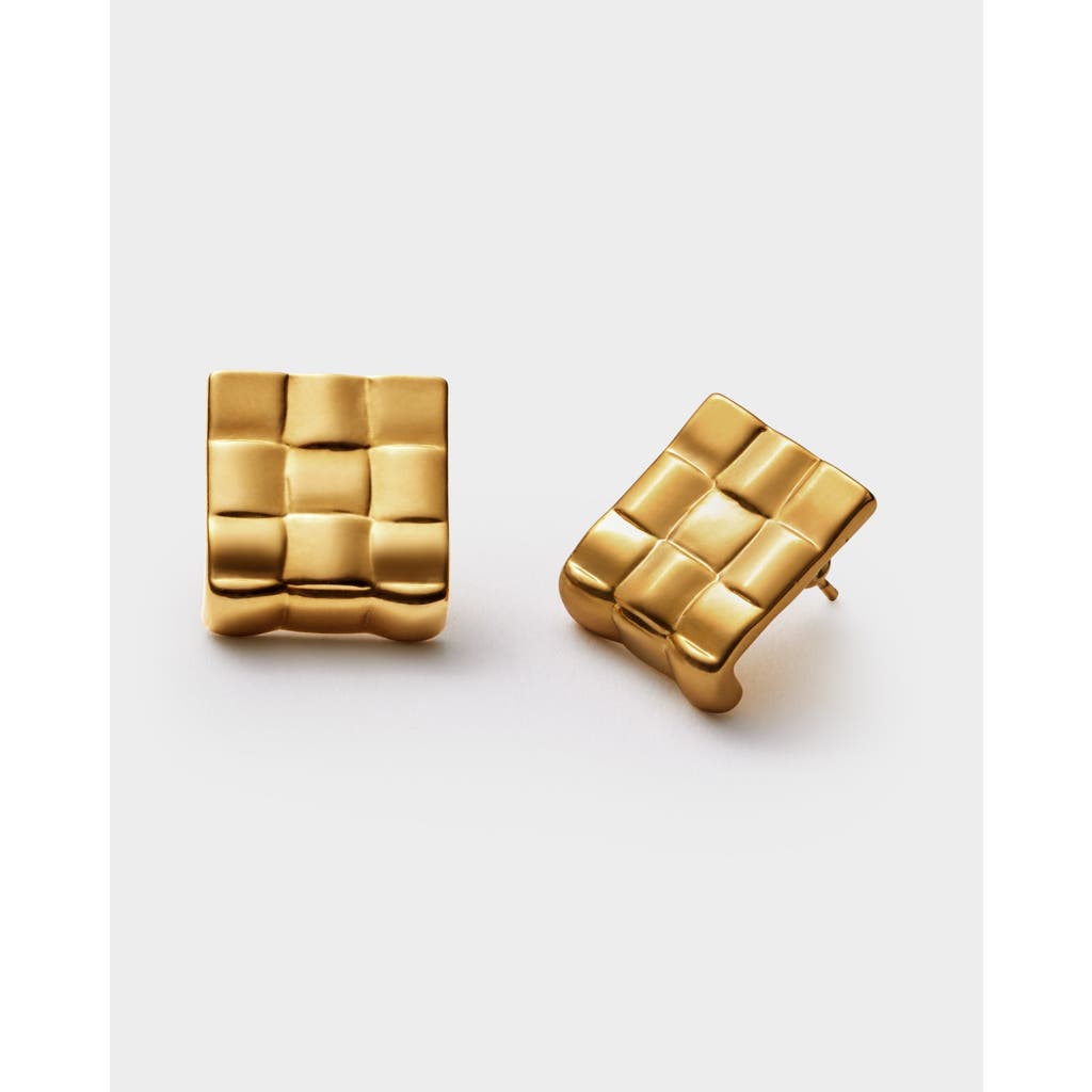 Katie Loxton Taya Waterproof Gold Woven Oversized Stud Earrings In Gold