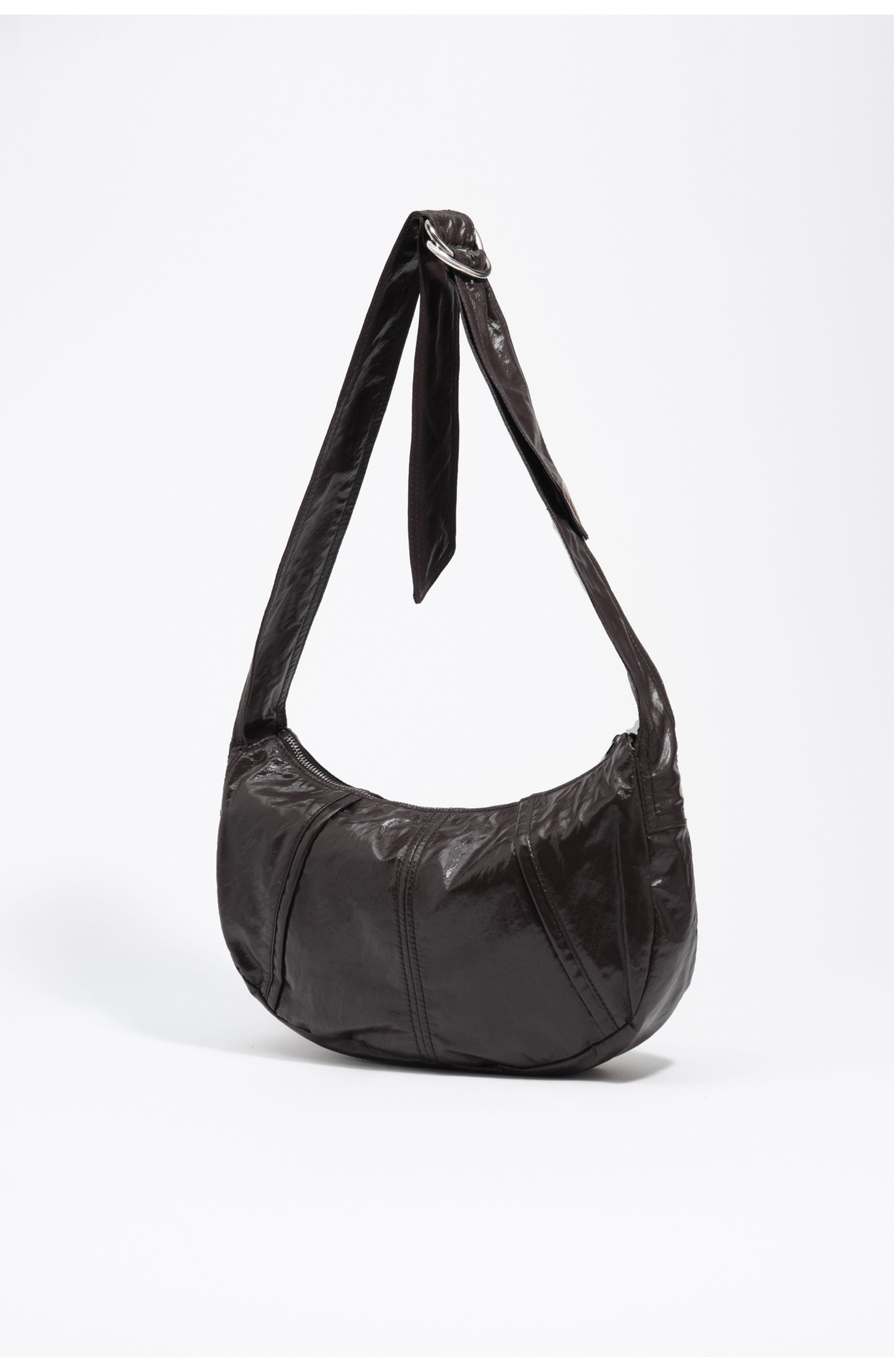 Medium Shiny Moon Bag, Alternate, color, AUBERGINE