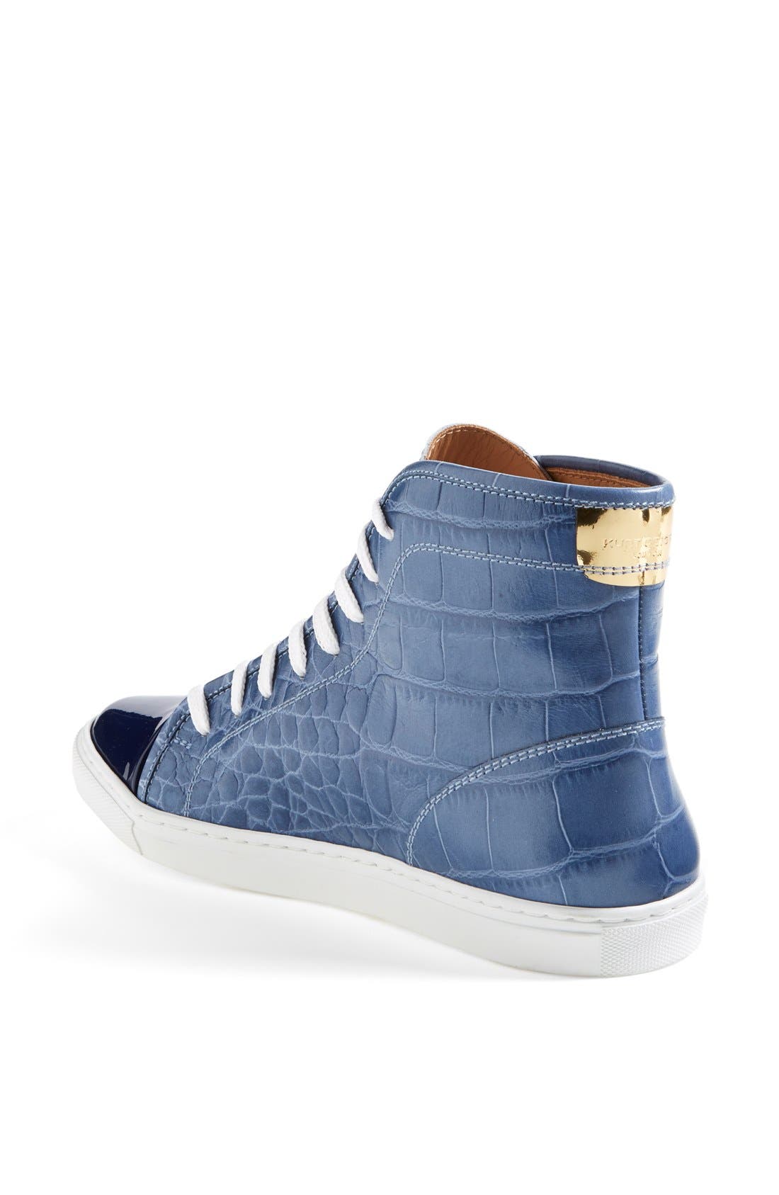 'Leemo' Croc Embossed Leather High Top Sneaker, Alternate, color, BLUE