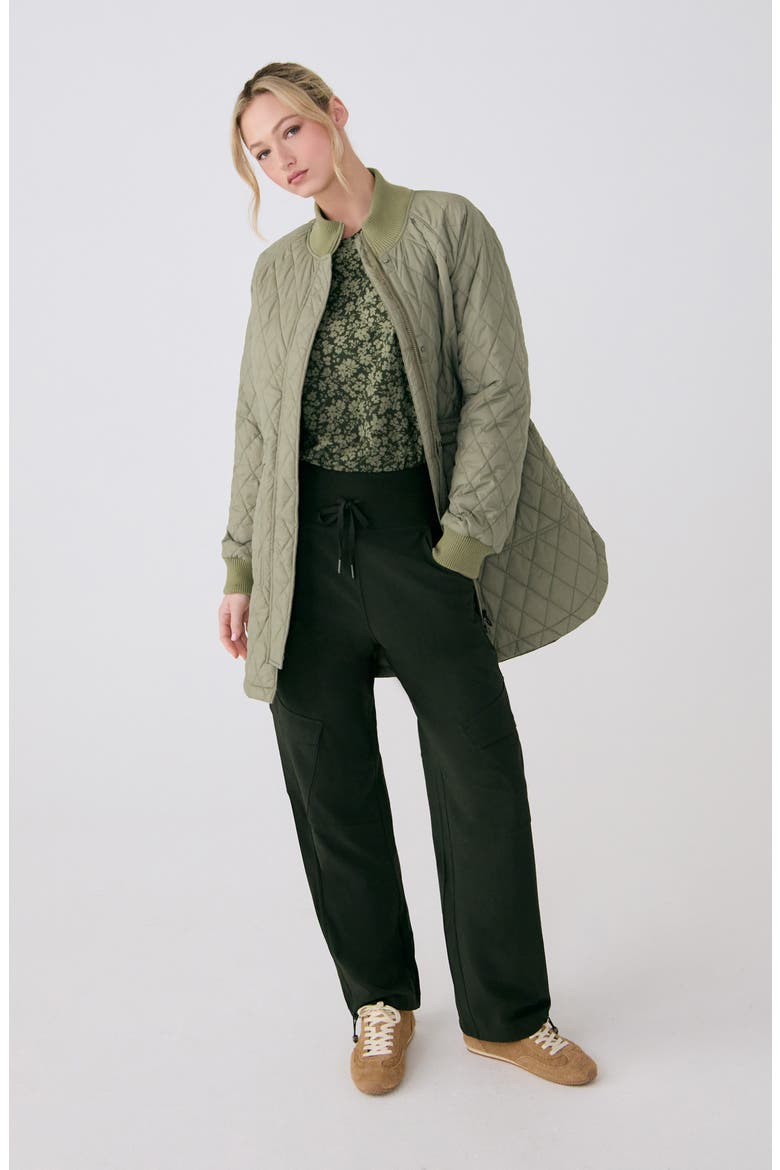 Quilted Water Repellent Nylon Bomber Jacket, Alternate, color, WILLOW