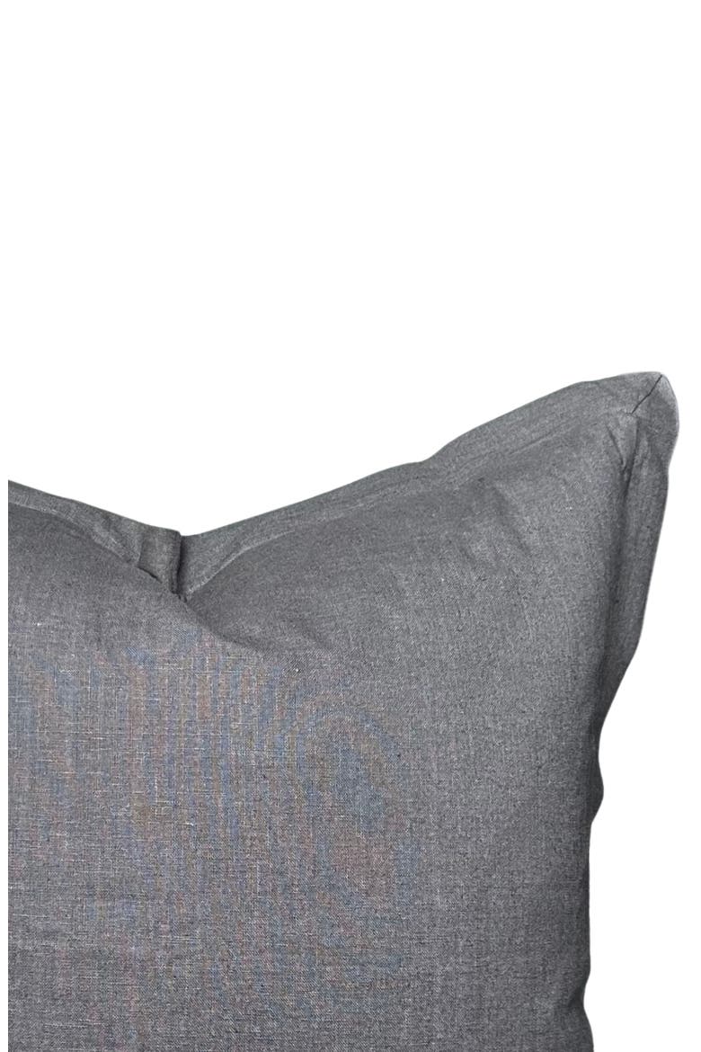 Ethan | Flange Charcoal Gray Natural Linen Pillow Cover, Alternate, color, Charcoal Gray
