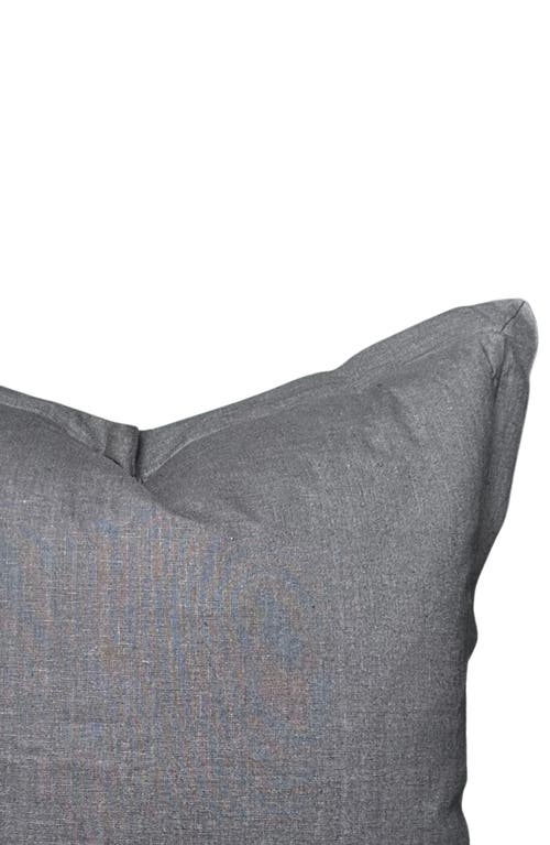 Linen & James Ethan | Flange Charcoal Gray Natural Linen Pillow Cover In Gray