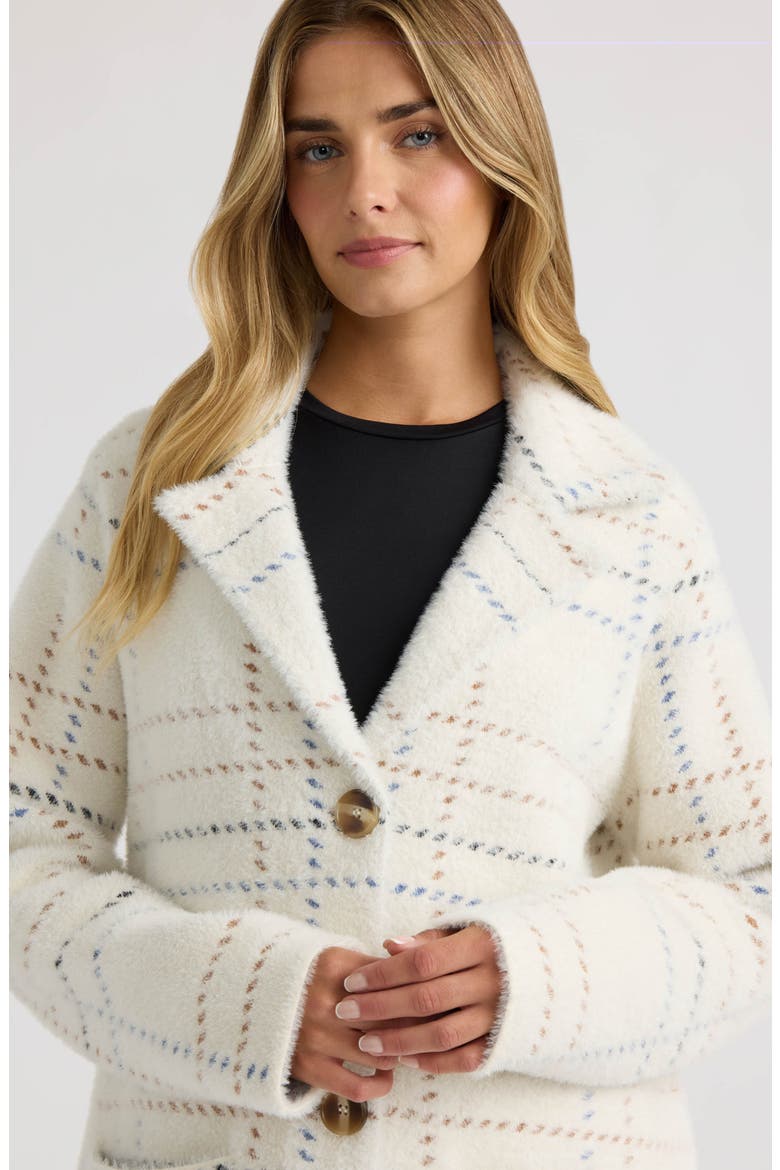 Eyelash Plaid Coatigan, Alternate, color, CREAM PLAID