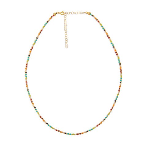 Rainbow & Gold Thin Beaded Necklace