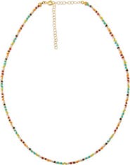 BY ADINA EDEN Rainbow & Gold Thin Beaded Necklace